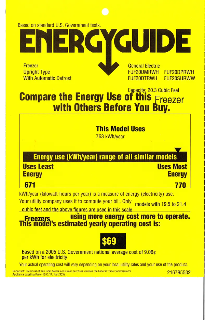 Image de la première page du manuel de l'appareil FUF20DPRWH
