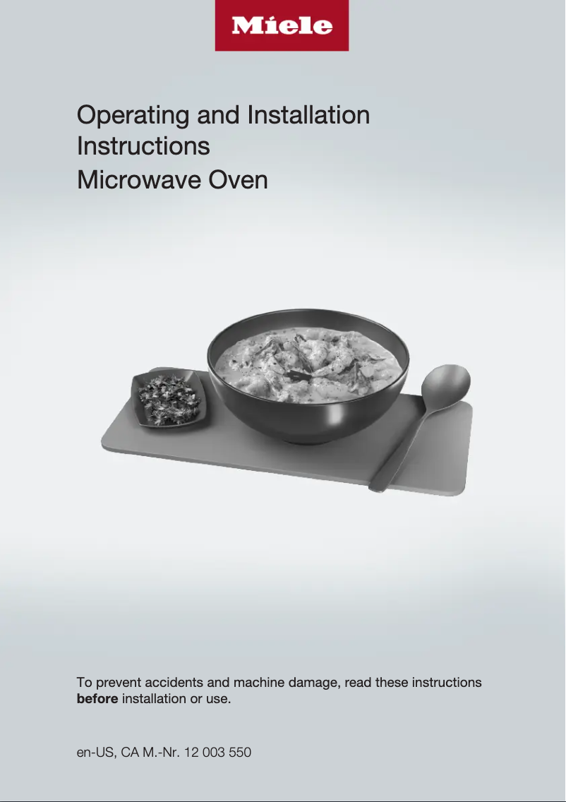 Page n°1 - Guide d'installation Miele M 7240 TC