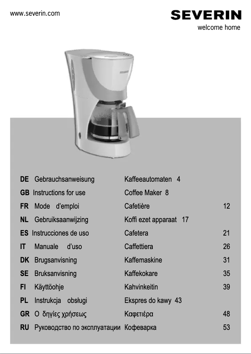 Page 1 de la notice Manuel utilisateur Severin KA 4800
