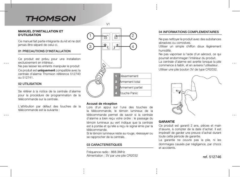 Page 1 de la notice Mode d'emploi Thomson 512746