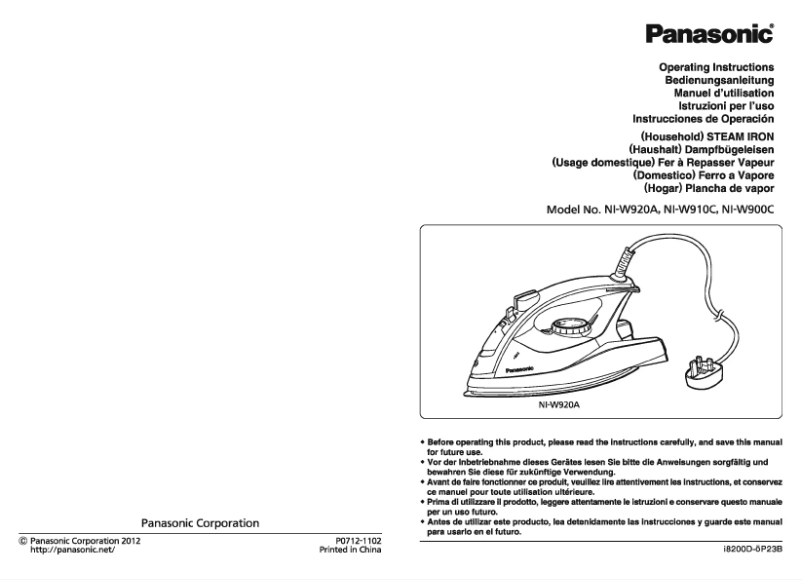 Page n°1 - Manuel utilisateur Panasonic NI-W920A