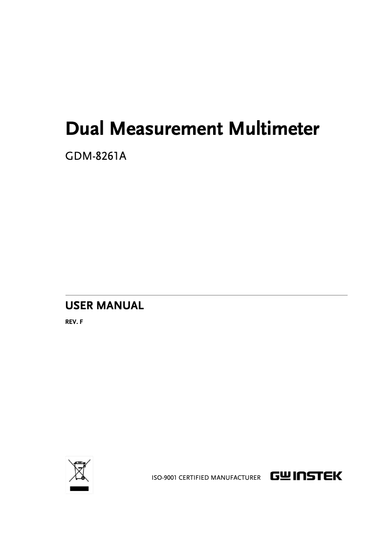 Page n°1 - Manuel utilisateur GW Instek GDM-8261A