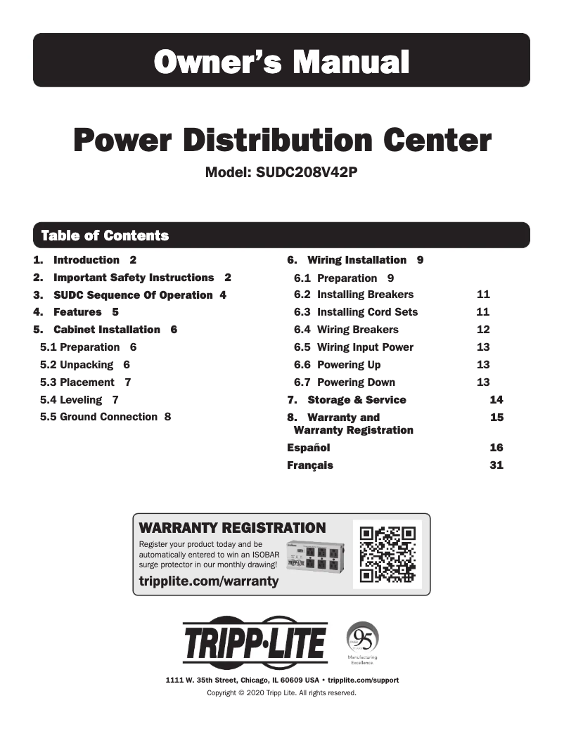 Page n°1 - Manuel utilisateur Tripp Lite SUDC208V42P