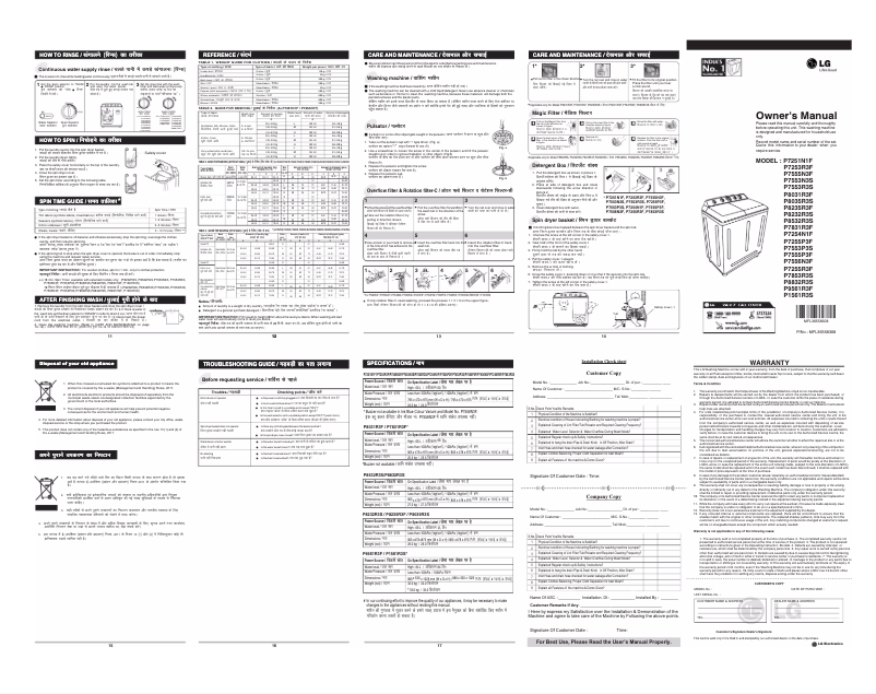 Page n°1 - Manuel utilisateur LG P9561R3F