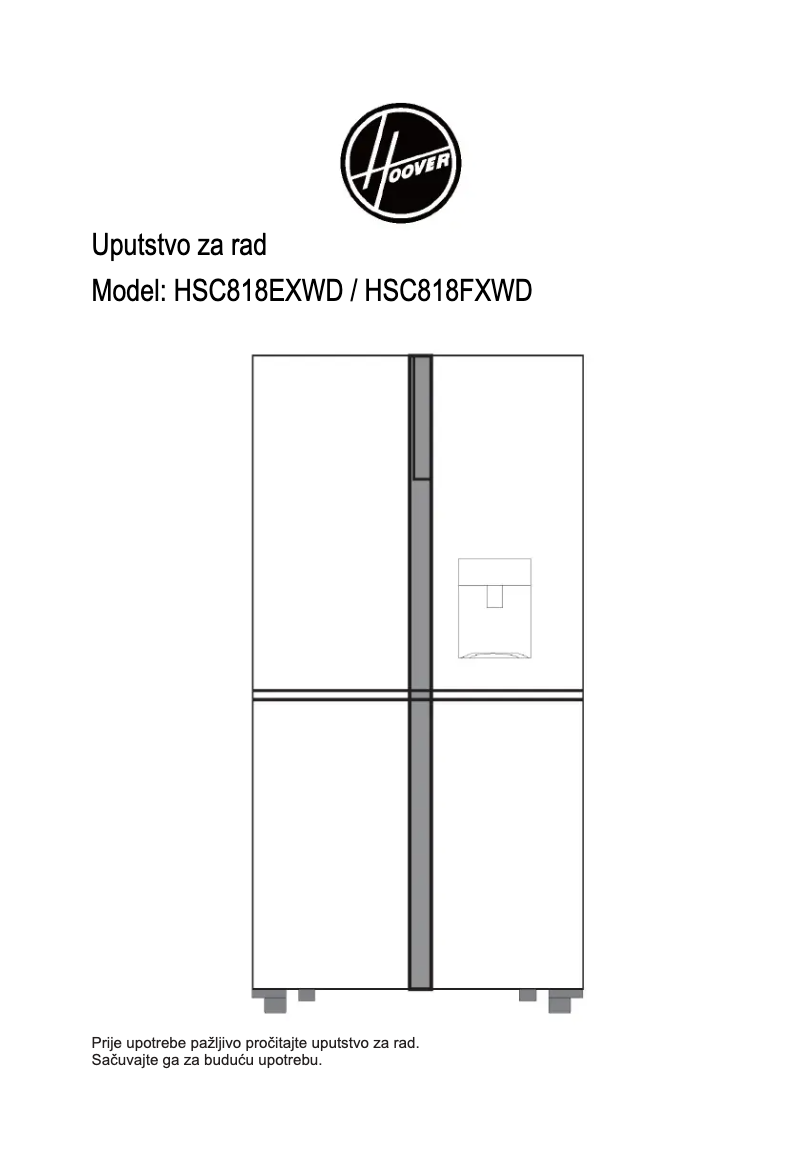 Page n°1 - Manuel utilisateur Hoover HSC818FXWDK