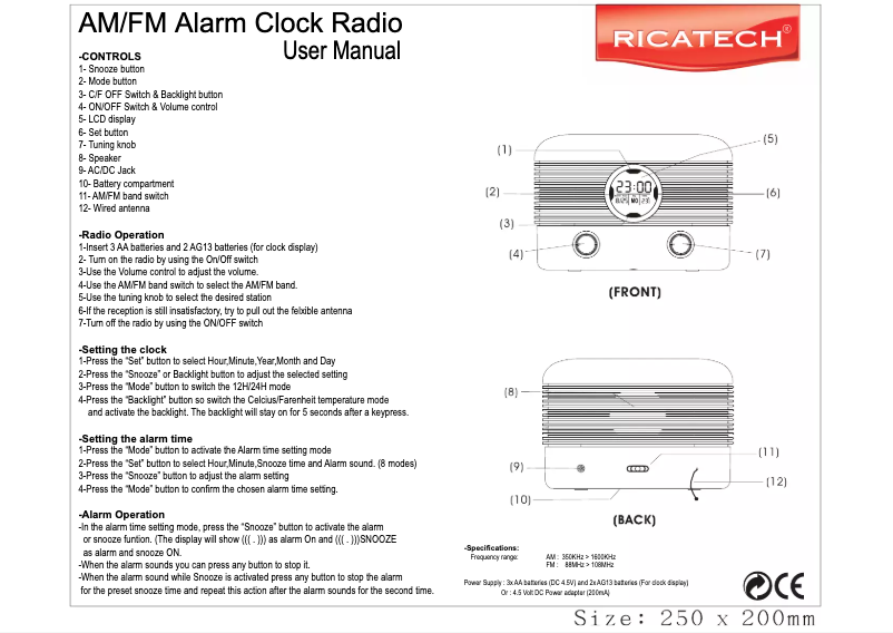 Image de la première page du manuel de l'appareil RR100