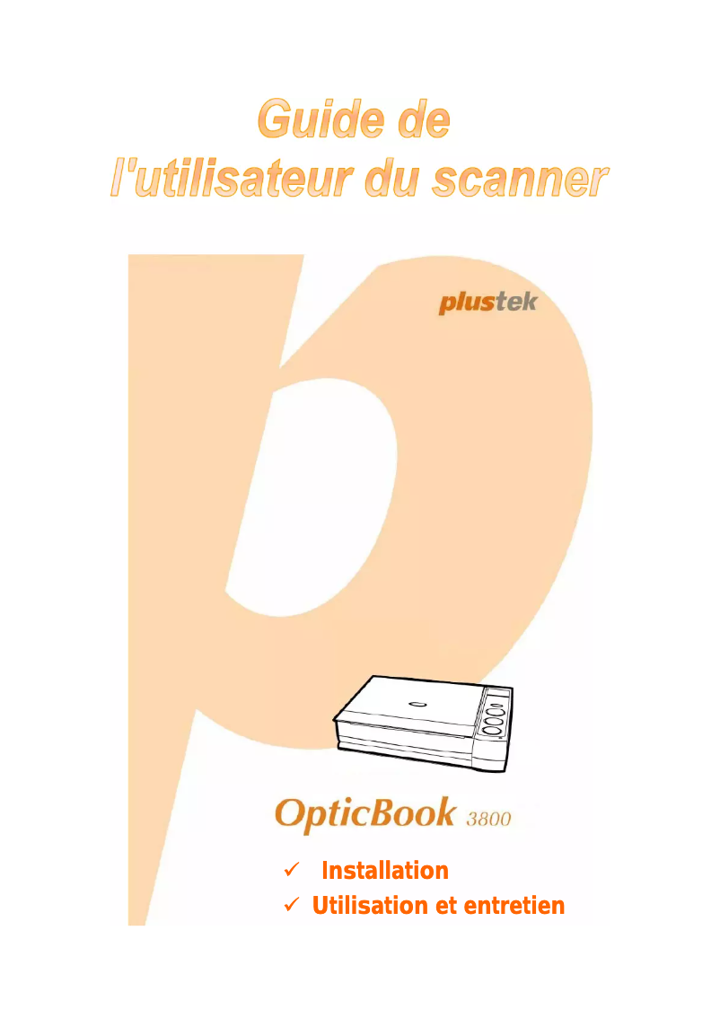 Page 1 of the manual User Manual Plustek Opticbook 3800