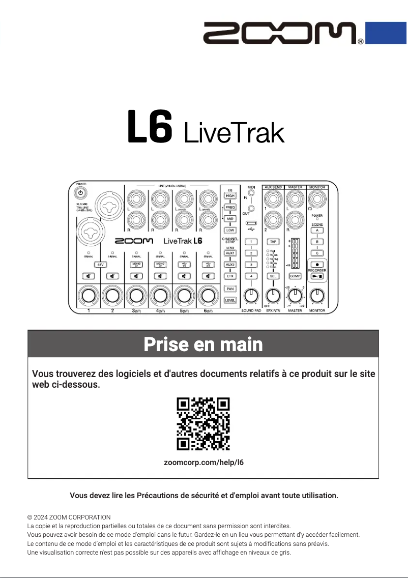 Page n°1 - Manuel utilisateur Zoom LiveTrak L6