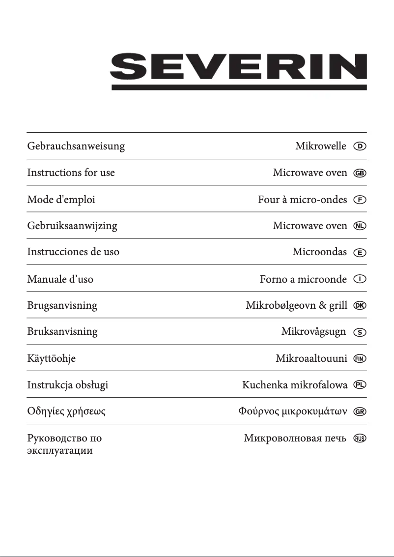 Page n°1 - Manuel utilisateur Severin MW 7842