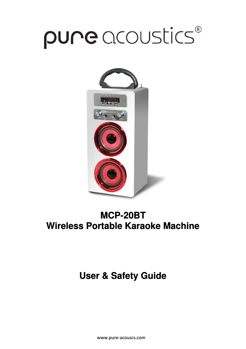 Image de la première page du manuel de l'appareil MCP-20BT