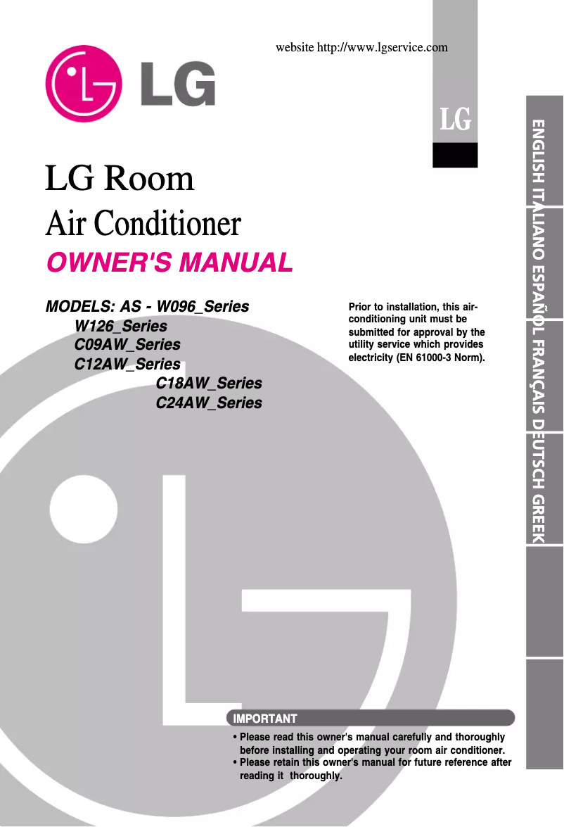 Page n°1 - Manuel utilisateur LG ASUW2463BH0
