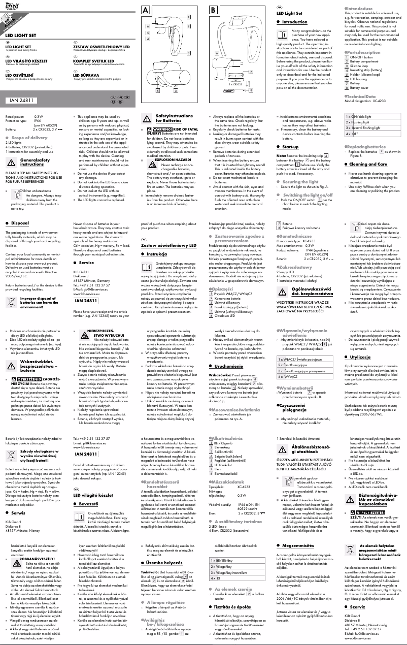 Page 1 de la notice Manuel utilisateur Crivit IAN 24811