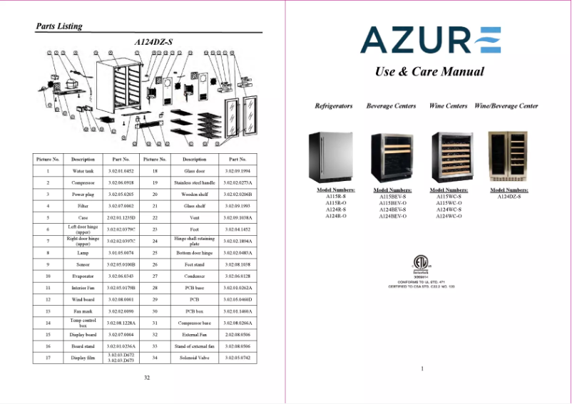 Page n°1 - Manuel utilisateur Azure A124DZ-S