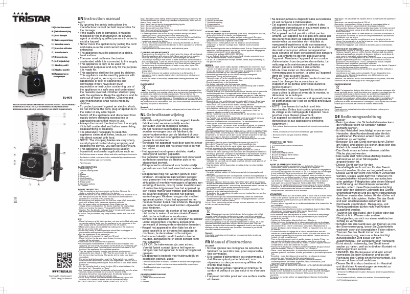 Page n°1 - Manuel utilisateur TriStar BL-4473
