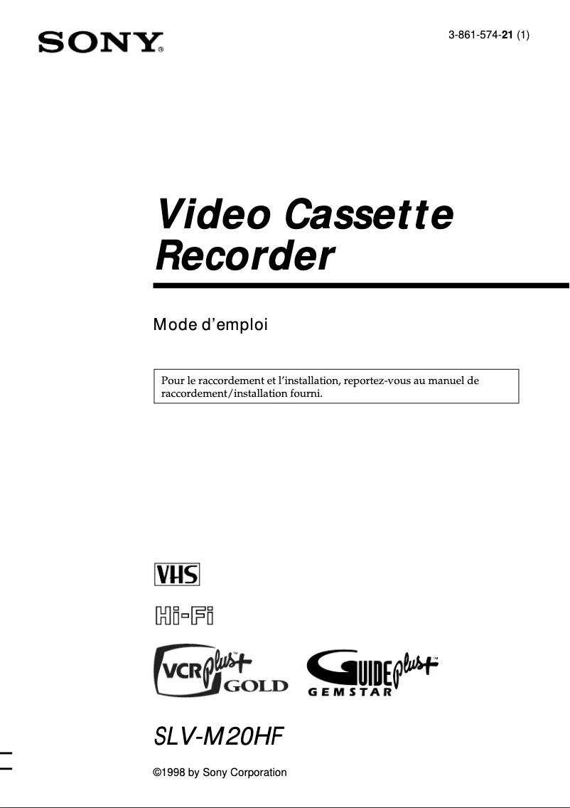 Page 1 de la notice Manuel utilisateur Sony SLV-M20HF