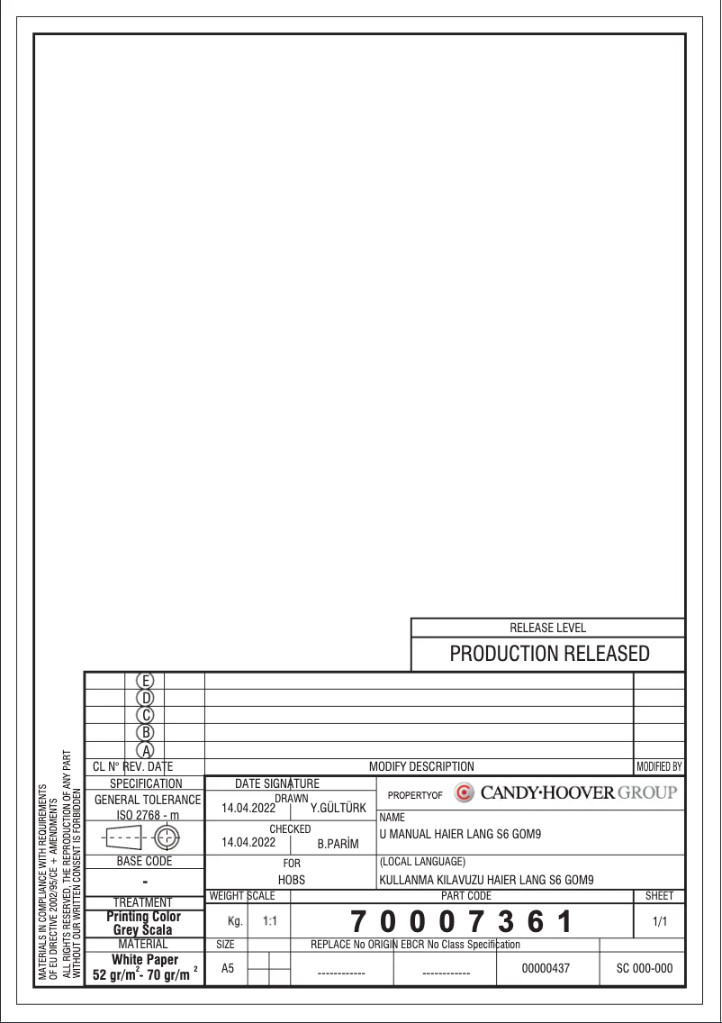 Image de la première page du manuel de l'appareil HAHG7WL5WS6X/1