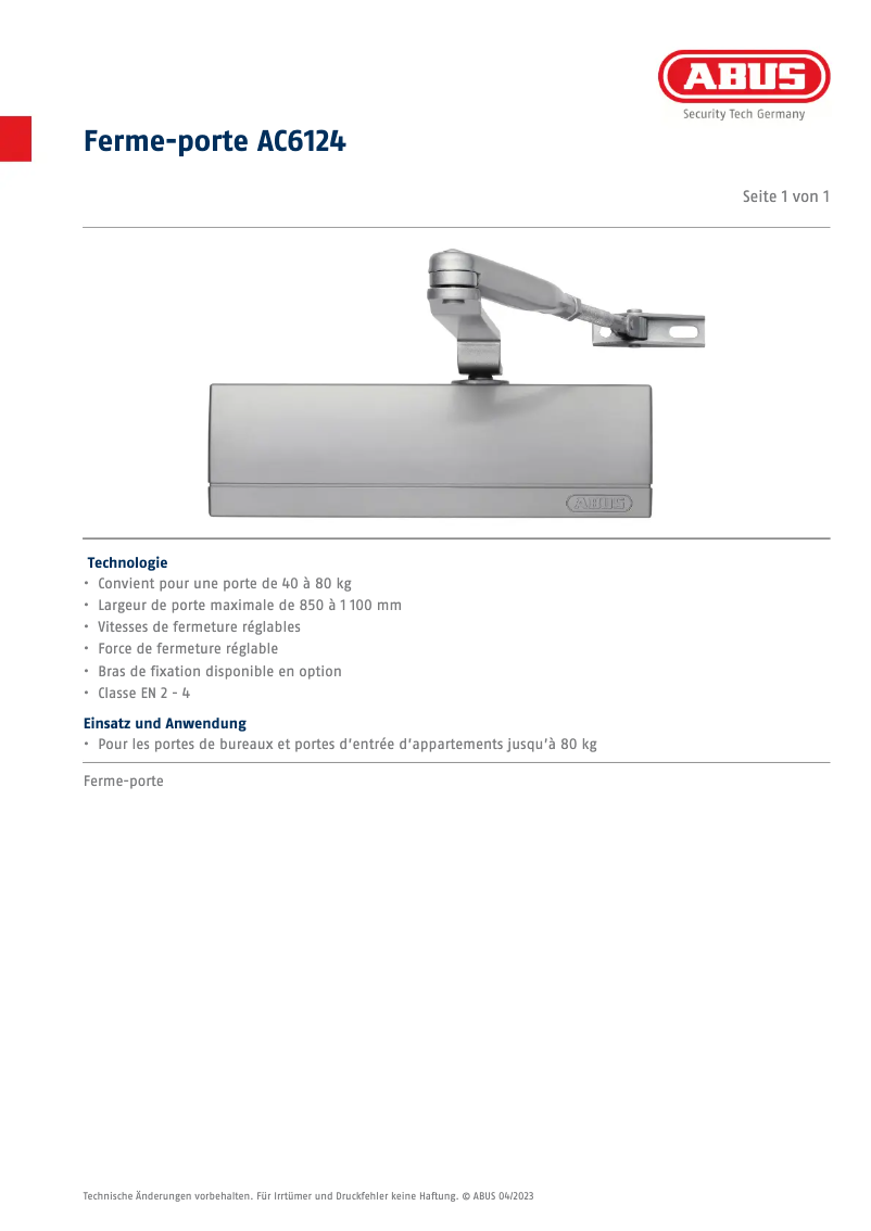 Image de la première page du manuel de l'appareil AC6124