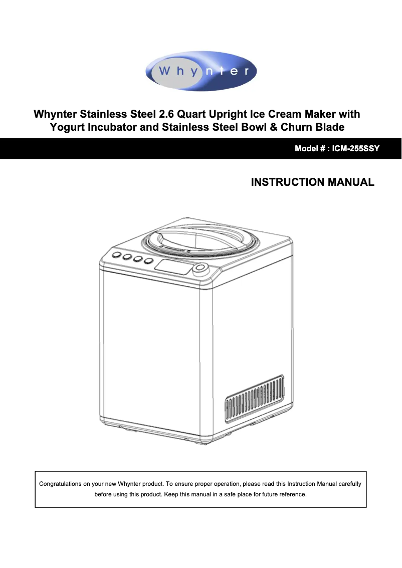 Image de la première page du manuel de l'appareil ICM-255SSY