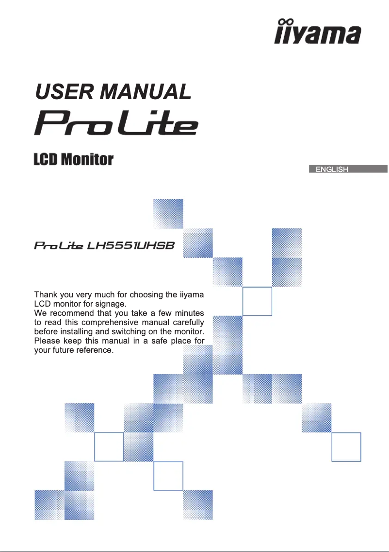 Page 1 de la notice Manuel utilisateur Iiyama ProLite LH5551UHSB