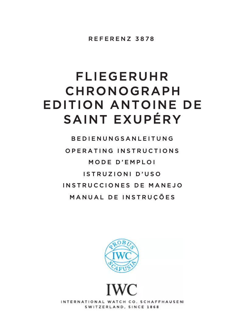 Page n°1 - Manuel utilisateur IWC Pilot Chronograph 3878