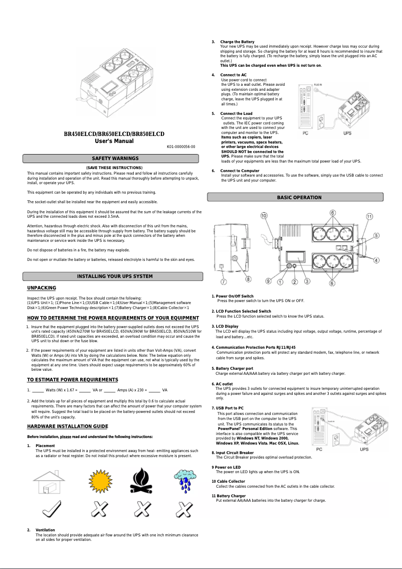 Page n°1 - Manuel utilisateur CyberPower BR650ELCD
