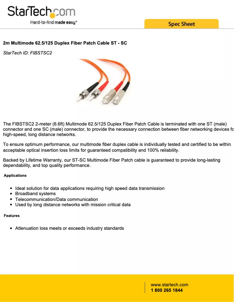 Page 1 de la notice Manuel utilisateur StarTech.com FIBSTSC2