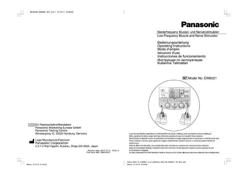 Page 1 de la notice Manuel utilisateur Panasonic EW6021