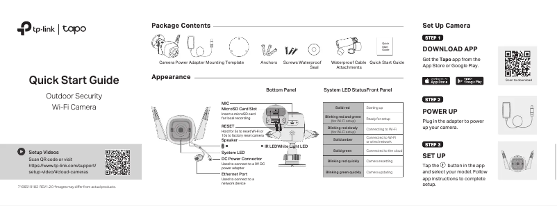 Image de la première page du manuel de l'appareil Tapo C320WS