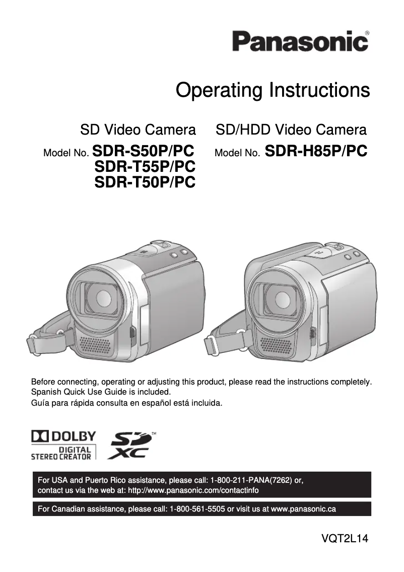 Page n°1 - Manuel utilisateur Panasonic SDR-T55P/PC