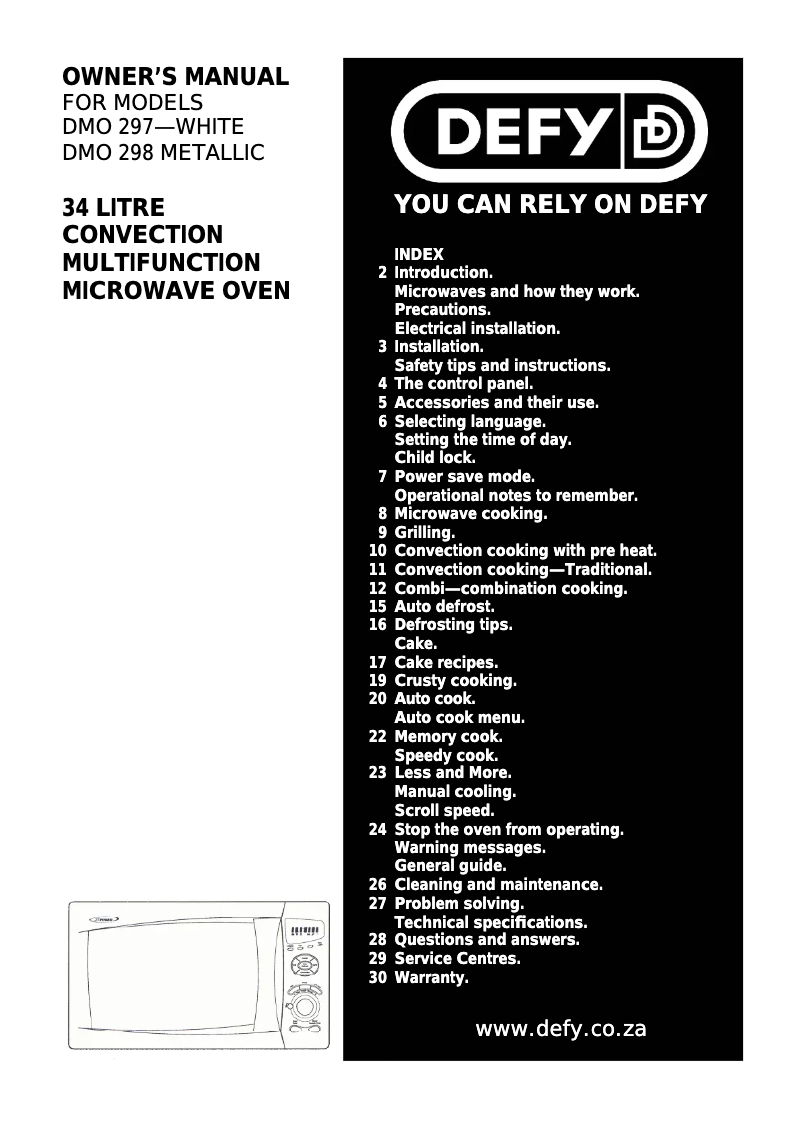 Página 1 del manual Manual de usuario Defy DMO 298