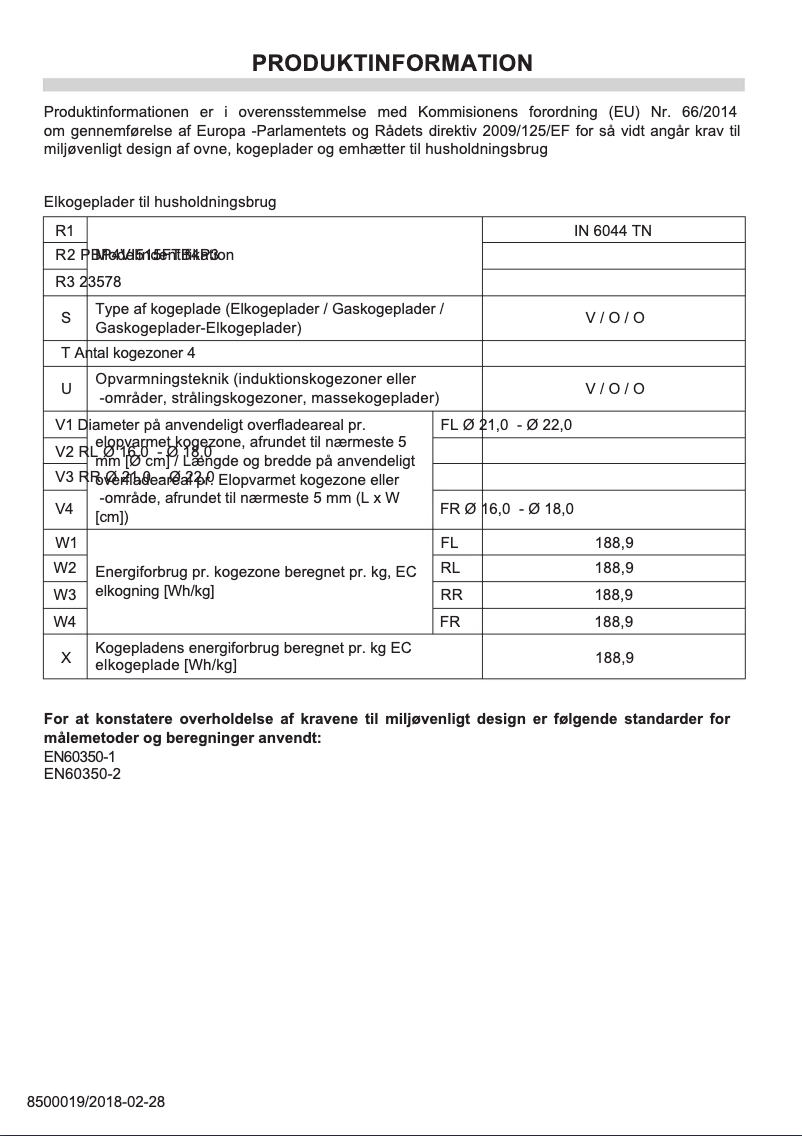 Page n°1 - Label énergétique Gram IN 6044 TN