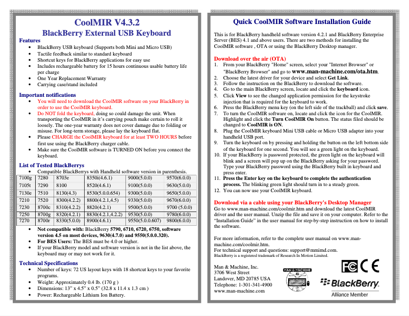 Image de la première page du manuel de l'appareil CoolMIR