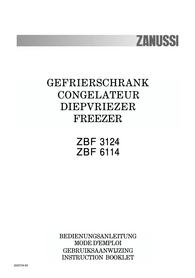 Page n°1 - Manuel utilisateur Zanussi ZBF 6114