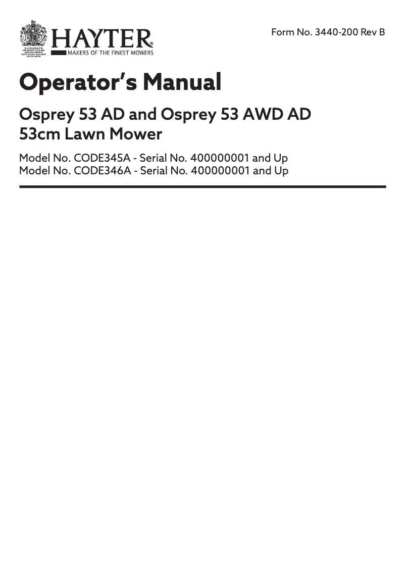 Image de la première page du manuel de l'appareil OSPREY 53