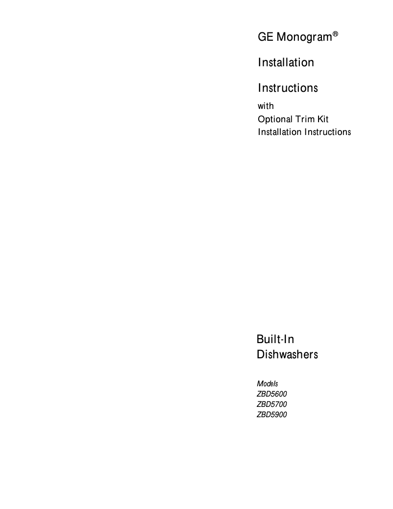 Page 1 de la notice Manuel utilisateur GE ZPF75W