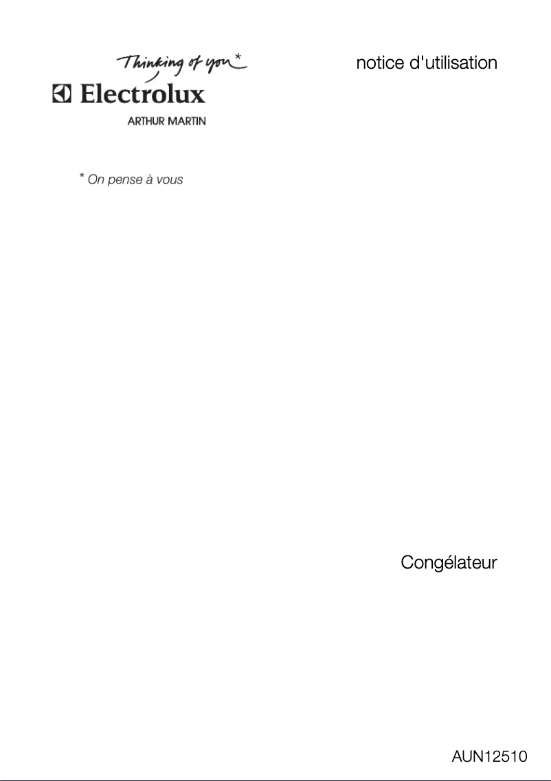 Page 1 de la notice Manuel utilisateur Arthur Martin-Electrolux AUN 12510