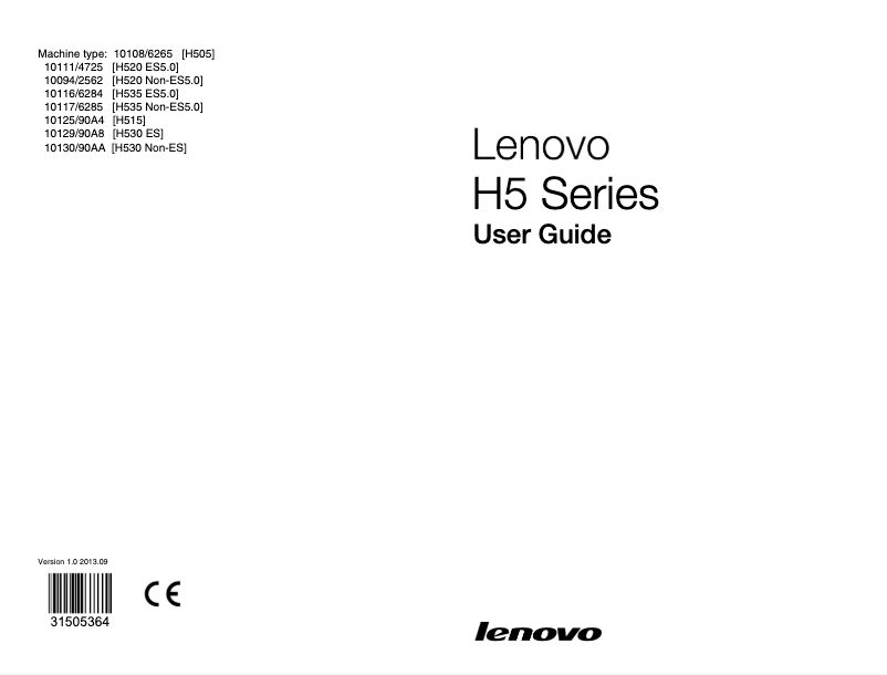 Page 1 de la notice Manuel utilisateur Lenovo Essential H530s