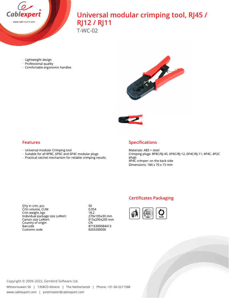 Page n°1 - Manuel utilisateur Gembird T-WC-02