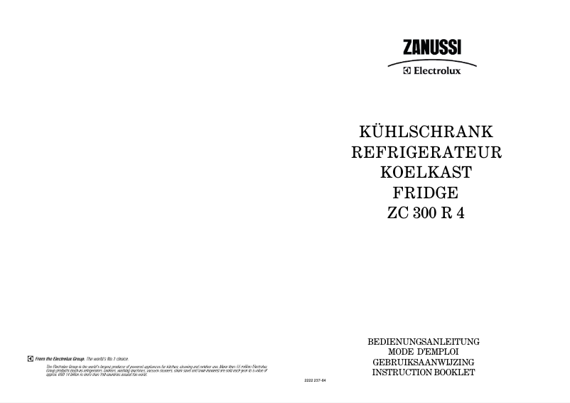 Page n°1 - Manuel utilisateur Zanussi-Electrolux ZC300R4