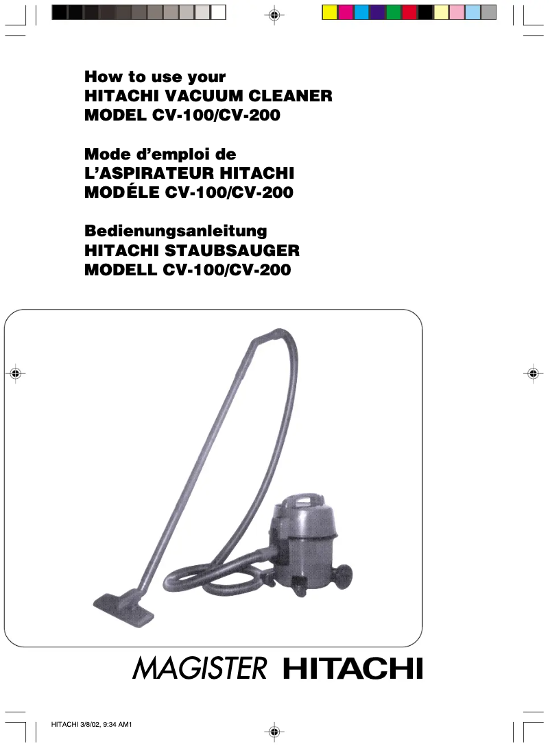 Page 1 de la notice Manuel utilisateur Hitachi CV-200 Magister