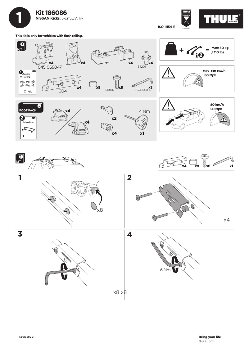Page 1 de la notice Manuel utilisateur Thule Kit 186086