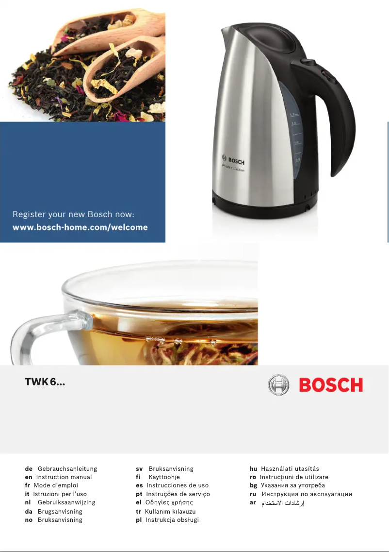 Page 1 de la notice Manuel utilisateur Bosch TWK6002RU