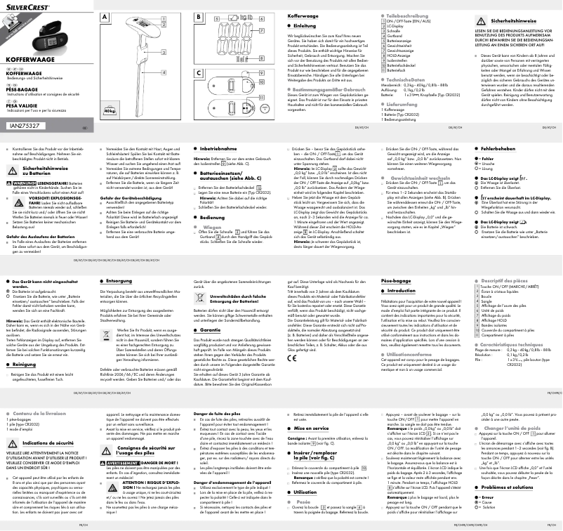 Page 1 de la notice Manuel utilisateur SilverCrest HG00722