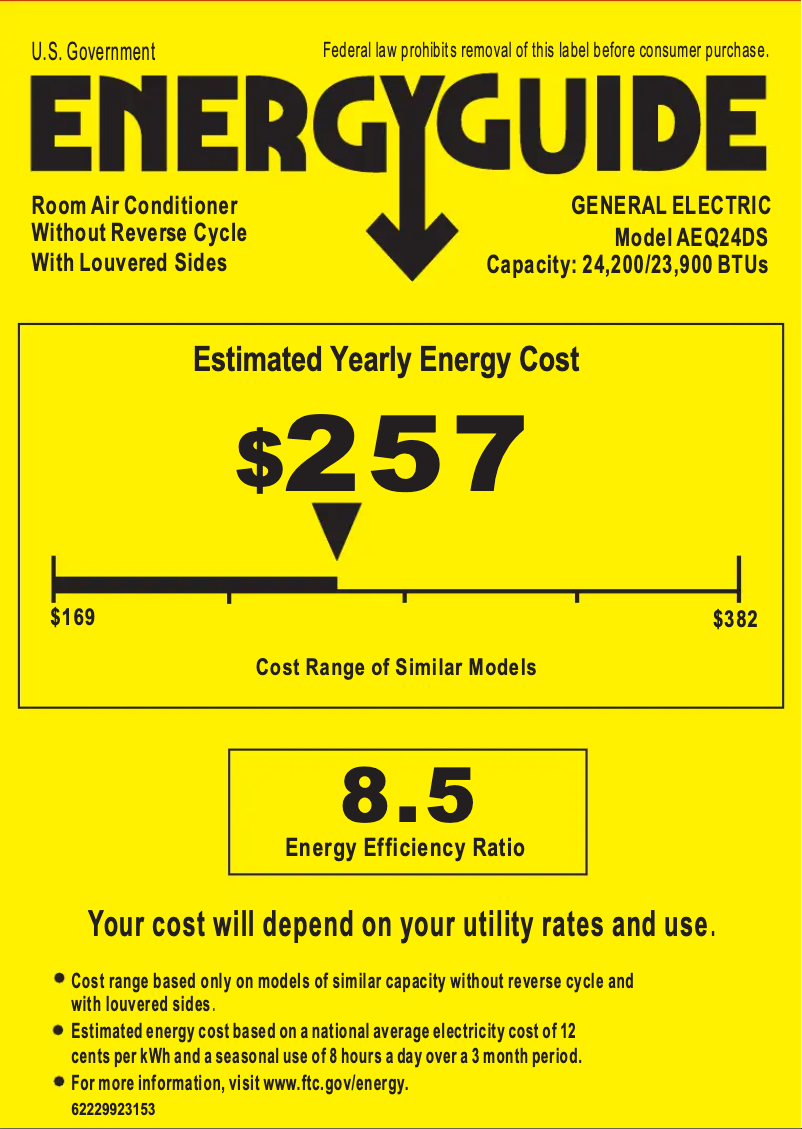 Página 1 del manual Etiqueta energética GE AEQ24DS