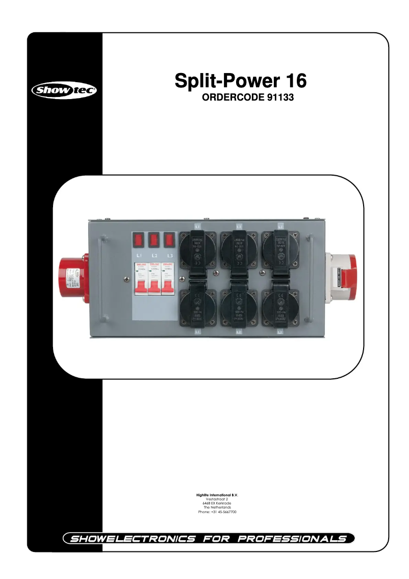 Page n°1 - Manuel utilisateur Showtec Split-Power 16
