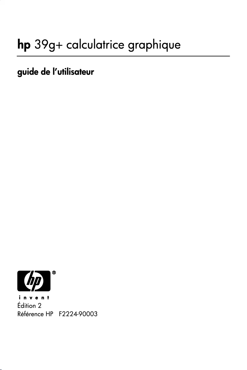 Page 1 de la notice Manuel utilisateur HP 39g+