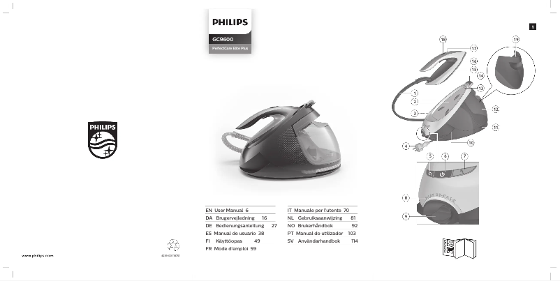 Image de la première page du manuel de l'appareil PerfectCare Elite Plus GC9671