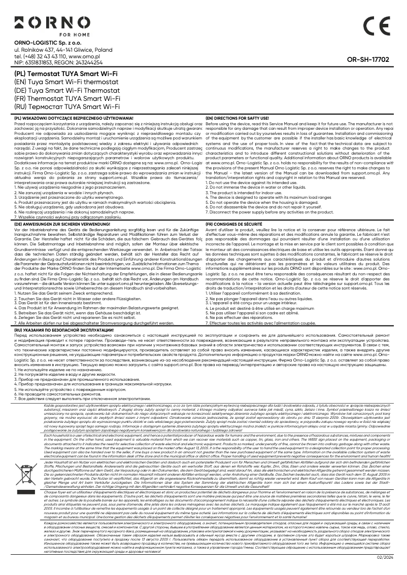 Page 1 de la notice Manuel utilisateur ORNO OR-SH-17702