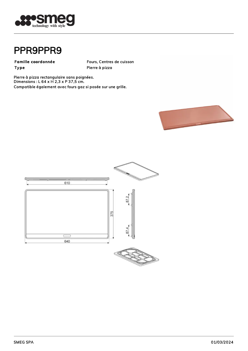 Página 1 del manual Ficha técnica Smeg PPR9