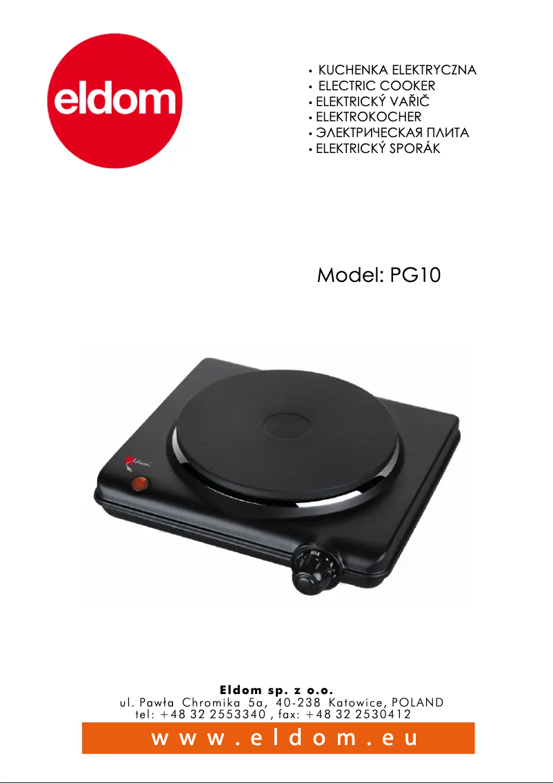 Page n°1 - Manuel utilisateur Eldom MONA PG10